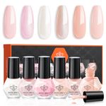 Modelones Nail Polish Set 6 Colors Neutral Nude Pink Nail Polish Skin Tones Collection Quick Dry Neutral Glitter Nail Polish Finger Nail Polish Home Diy Manicure Nail Salon Varnish Nail Art