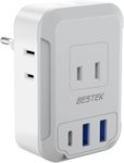 BESTEK European Travel Plug Adapter,Power Plug Adapter with 4 Outlets 3 USB Charger (1 PD 20W), Type C Plug Adapter Travel Essentials for US to Most of Europe(Gray)