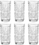 Bekith 6 Pack 12 oz Romantic Water Glasses, Premium Drinking Glasses Tumblers for Beverages, Beer, Refreshments, Vintage Glassware Set for Dinner Parties, Bars, Restaurants