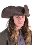 Disney Pirates of the Caribbean Jack Sparrow Costume Hat - Faux Leather Tricorn Hat, Brown, Standard