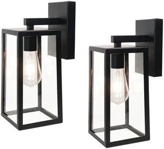 USOR 2PCS Outdoor Wall Sconce Dusk to Dawn Lights Black Sensor Patio Wall Light Fixtures Waterproof Wall Lantern Mount Bulbs Included Wall Lamp with Glass Shade for Porch Garage Doorway