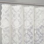 WARM HOME DESIGNS Ivory Shower Curtain with Attached Valance and Elegant Tassels. Standard Size 72 x 72 Lace Shower Curtain for Bathroom. Luxury Shower Curtain For Unique Bathroom Decor. MSH Ivory 72"