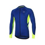 ARSUXEO Men's Cycling Jersey Long Sleeve Cycling Top with 3 Deep Pockets 6030 Blue L