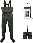 DikaSun Waterproof Fishing Waders for Men Women| 2-Ply Nylon/PVC Chest Wader with Boots for Fly Fishing| Lightweight Bootfoot Waders (Green, M12)