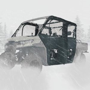 KEMIMOTO Soft Cab Enclosure Doors with Open Slot for Side Mirrors Compatible with Can Am Defender Max HD 7/8/9/10 DSP XT XMR 2017-2025 YKK Zipper Water-resistant Full Windshield Panel Accessories