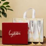 Stylish Silver Plated Wine Glass | 'Congratulations' Tag with Velvet Box & Carry Bag | Perfect for Personalized Gifts, Corporate Events, Festivals, and Wedding Celebrations