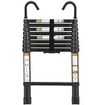 Telescopic Ladder, 8.5FT RIKADE Aluminum Telescoping Ladder with Non-Slip Feet and Stable Hook, Portable Extension Ladder for Household and Outdoor Working, 330lb Capacity