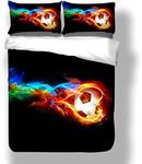 Andrui Bedding Set 3D Football Sports Series Print Duvet Cover with Pillowcases Men Teen Boys Kids Bedding Set with Zipper Closure Easy Care, Single 135x200cm