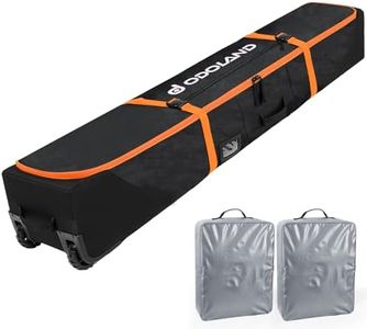 Odoland Rolling Ski Bag, Padded Snowboard Bags and Ski Boot Bag with Wheels for Air Travel, 900D Water Resistant Oxford Fabric, Fits 2 Pairs Skis Up to 190cm, Black