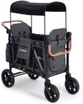 Cochildor Premium 2 Seater Wagon Stroller for Kids, Foldable All-Terrain Stroller Wagon with Removable Seats, Adjustable 5-Point Safety Harness, Canopy, and Dual Handles, Dark Gray