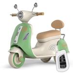 kidsROAR Electric Bike for Kids, Battery Operated Vintage Scooter for Girls and Boys with Music Wide Seat, Safe Bike for Kid, Ages 2-6 Years, Stylish & Fun Design (Green)