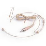 Sujeetec Microphone Headset Headworn Earset Over Ear Hanging Mic for Sennheiser Wireless System Bodypack Transmitter, Ideal for Lectures, Live Performance, Theater, Podcasts – Beige