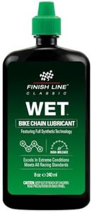 Finish Line Wet Bicycle Chain Lube – Long-Lasting Wet Style Lubricant for Road, Mountain, and Gravel Bikes – Reduces Friction and Repels Water – 8oz Drip Bottle
