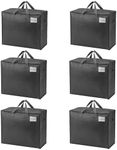 VENO 6 Pack Storage Moving Bags, Organizer Bag, Storage Tote, Zipper On Top, Sturdy, Carrying Bag, Camping Bag for Clothes, Bedding, Comforters, Pillows (22 Gallon Dark Gray, 6 Pack)