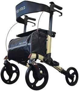 Identités, Rollator Neo Fold Evolution, Dossier Confortable, Sac Inclus, Freins Performants, Maniable et Stable, Larges Roues, Pliable avec Clapet de Sécurité, Léger, Transportable, Coloris Champagne