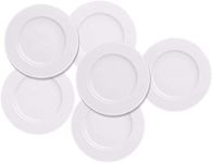 EasyDancing 6pcs Salad Dessert Plate 7.5inch White Porcelain Dinner with Round Flat Design Good for the Gift