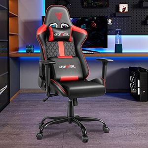 Ufurniture Gaming Chair 135° Recline Office Computer Chair Height Adjustable Racing Game Chair Ergonomic Support Headrest and Lumbar Pillow Black + Red