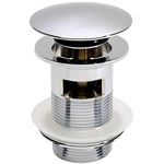 VeeBath Ideal Basin Sink Modern Basin Pop Up Clicker Full Dome Waste Slotted Chrome with Clicker Clack Plug with Overflow