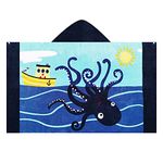 Kids Bath Towel with Hood, 100% Cotton Soft and Absorbent, Bath Pool Beach Swim Towel Wrap, Bathrobe Coverups for Boys and Girls, Extra Size:30"×50"(Octopus)