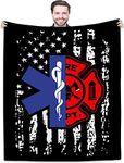 Joyloce Firefighter EMT Throw Blankets Birthday Gift Ideas for Men Dad Husband Son Friend 60"x50" - Fireman Firewoman EMS Blanket for Fire Fighter FD Department First in Last Out Responder