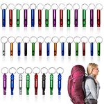 LZYMSZ 36 PCS Extra Loud Aluminum Whistle with Key Chain, 3 Sizes Emergency Situations Survival Whistle Key Ring for Sports Running Training Camping Hiking Outdoor Multiple Colors