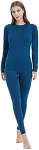 Iguana Womens 100% Merino Wool Base Layer Sets for Ski Lightweight Thermal Underwear Navy Blue Large