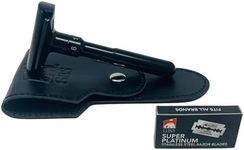 G.B.S Men's Shaving Razor with Adjustable Butterfly Open Mechanism Double Edge Safety Razor, Black Matte