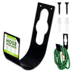 Green Thumbz Hose Holder - 1 Pack Heavy Duty Cast Iron Garden Hose Holder with Anti-Rust Coating - Black Colored Hose Hanger for a Secure, Space Saving and Tangle Free Hose Storage