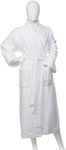 Superior 100% Cotton Waffle Robe with Terrycloth Lining and Shawl Collar, Oversized Unisex Hotel & Spa Bath Robes for Women and Men - Large, White