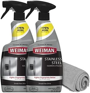 Weiman Stainless Steel Cleaner and Polish - 2 Pack Bundle With Microfiber Cloth - Protects Appliances from Fingerprints and Leaves a Streak-Free Shine for Refrigerator Dishwasher Oven Grill etc