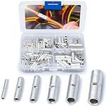 Wirefy 100 PCS Non Insulated Butt Connectors Kit - Butt Splice Connectors - Uninsulated Crimp Wire Connectors - 24-8 AWG