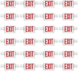 Sunco 24 Pack Red Exit Signs With Emergency Lights, Two Adjustable Square LED Lights, 94V-0 Fire Resistant, Backup Battery, 120-277V, Wall Or Ceiling Mount, Commercial Grade Double Sided