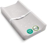 Sleepah Vegan Leather Baby Changing Pad – Contoured Waterproof & Wipeable Foam Changing Pad for Dresser or Table with Removable, Machine-Washable Cover – Standard Size Diaper Changing Pad – Grey