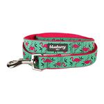 Blueberry Pet Durable Pink Flamingo on Light Emerald Dog Leash 5 ft x 3/8" for Puppy, X-Small, Basic Nylon Leashes for Dogs