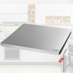 Herrlich Homes Compact 304 Stainless Steel Chopping Board with Lip for Kitchen | Free 2 Steel Straw | Usable from Both The Side | for Cutting Vegetables, Meat,Fish,Fruits | 35 x 30 cm