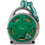 Garden Hose Reel 20M,18m Water Pipe +2m Leader Hose, Hose Pipe Reel with 10 Adjustable Spray Gun Nozzles, Manual Retractable Garden Water Hose Reel,Outdoor Hose Reel Set for Garden Patios,Balconies
