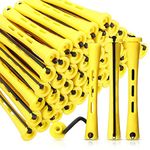 WILLBOND 60 Pcs Perm Rods Natural Long Short Hair Perm Rods with Elastic Rubber Band Non Slip Plastic Perming Cold Wave Rod Kit for Women Hairdressing Styling Tool(0.28 Inch,Yellow)