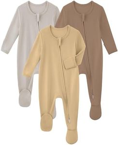 Yoofoss Rayon Made From Bamboo Baby Pajamas 3pcs Newborn Sleepers For Boy Girl Clothes, 0-3 Months Footed Pajamas Zipper Baby Pjs with Mitten,Gradient brown