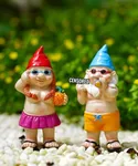 Qeeman Garden Statues Funny Gnome Figurine- Outdoor Ornaments Sculptures for Lawn Patio Yard Art Decorations(2 Pack)