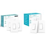 Kasa Matter Smart Wi-Fi Dimmer Switch by TP-Link - Neutral Wire and 2.4GHz Wi-Fi Connection Required, 3-Pack, White & 3-Way Dimmer Light Switch Kit by TP-Link - Neutral Wire Required