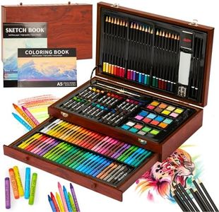 Art Set, SFSUMART 148 Pack Deluxe Art Supplies, Wooden Arts Crafts Drawing Painting Coloring Kit, Crayons Oil Pastels Colour Pencils for Budding & Prefession Kids Teens Artists (Brown)