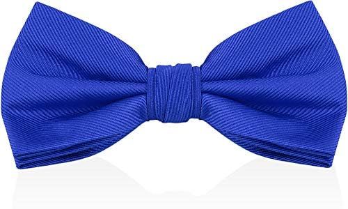 LUTHER PIKE SEATTLE Royal Blue Bow Ties For Men - Woven Pre Tied Bowties For Tuxedo Solid Color Formal