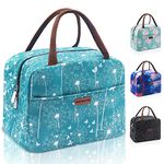 RONAVO Cute Lunchboxes Women Lunch Bag for Work,Insulated Reusable Lunch Bag, Leakproof Cooler Tote Lunch Bag, Travel Lunch Bag (Blue Dandelion)