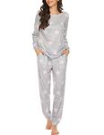 Ekouaer Womens Pajama Set Long Sleeve Sleepwear Star Print Nightwear Soft Pjs Lounge Sets with Pockets