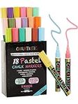 Chalktastic Chalk Markers, Chalkboard Markers with Reversible 6mm Fine or Chisel Tip, Erasable Liquid Chalk Markers for Menu Board, Glass, Blackboard, Window, Signs, Bistro, Car (Pastel - 18 Pack)