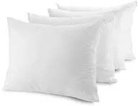 Poly-Cotton Zippered Pillow Cover - Queen Size Pillow Protector - Protects from Dirt, Dust, and Debris - 4 Pack