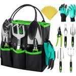 Heavy Duty Garden Tool Set - Gardening Tools Set with Bag and Non-Slip Rubber Grip - Garden Hand Tools Kit | Planting Tools Rust-Proof Gardening Kit Gifts for Women and Men