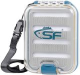 SF Fly Fishing Box Pocket Waterproof Plastic Double Side with Clear Lid, Lanyard Mini Fly Box, Slit Foam