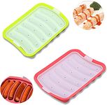 LATRAT Pack of 2 Sausage Moulds Silicone Hot Dog Mould Sausage Mould Hot Dog Baking Mould Sausage Moulds with Lid for BBQ Baking Cooking Home Kitchen 6 Cavities