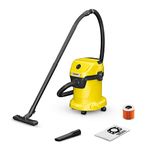 Kärcher 16281030 Wet & Dry Vacuum Cleaner WD 3, blower function, power: 1000W, plastic container: 17L, suction hose: 2m, incl. cartridge filter, floor and crevice nozzle, Yellow